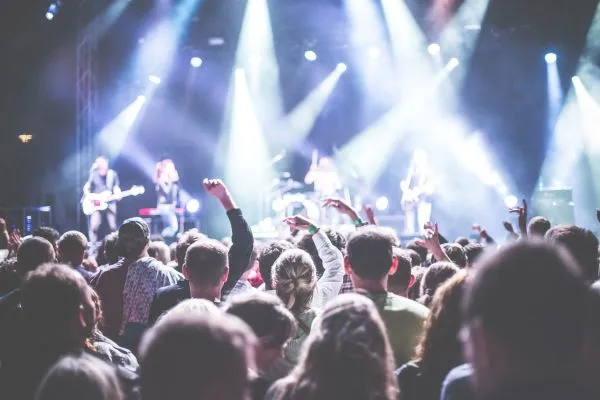 A photo of people enjoying a live band